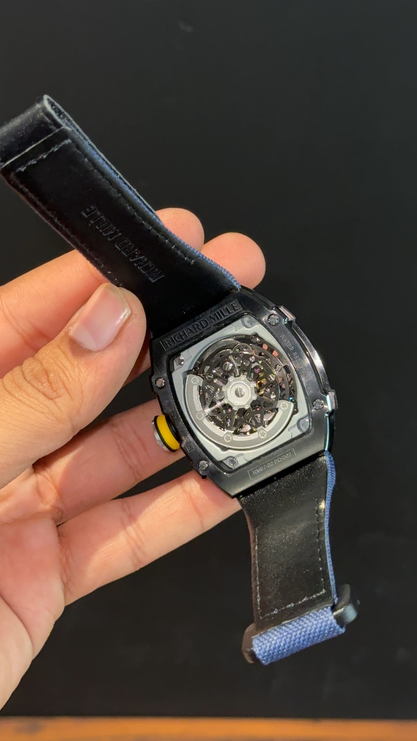 Premium Richard Mille | Black | RM 67-02 Edition | Blue Strap | Skeleton | Black Dial