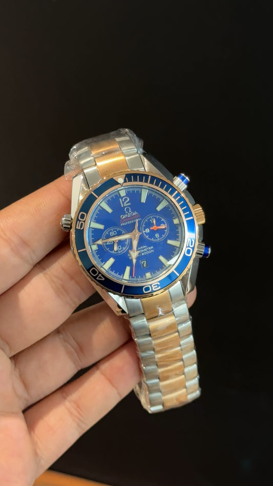 Omega Seamaster | Rose Two Tone Blue Bezel | Chrono | Blue Dial