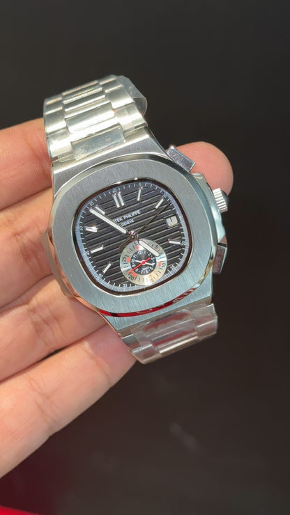 PP Auto | Single Time Edition | Silver Chain | Black Dial