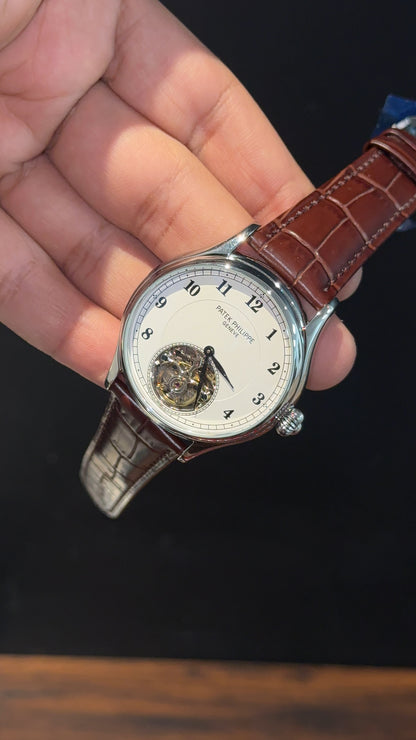 Pp Auto | Pendulum | Silver | Brown Strap | White Digits Dial - twentyfour