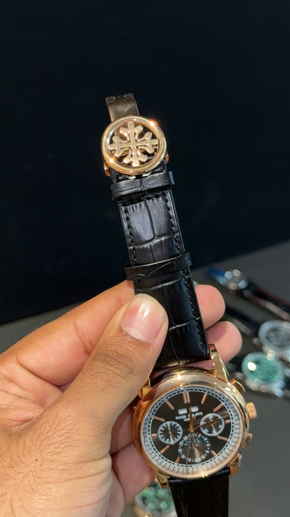 Patek Century | Auto | Rose Grey Index Dial | Black leather strap - twentyfour