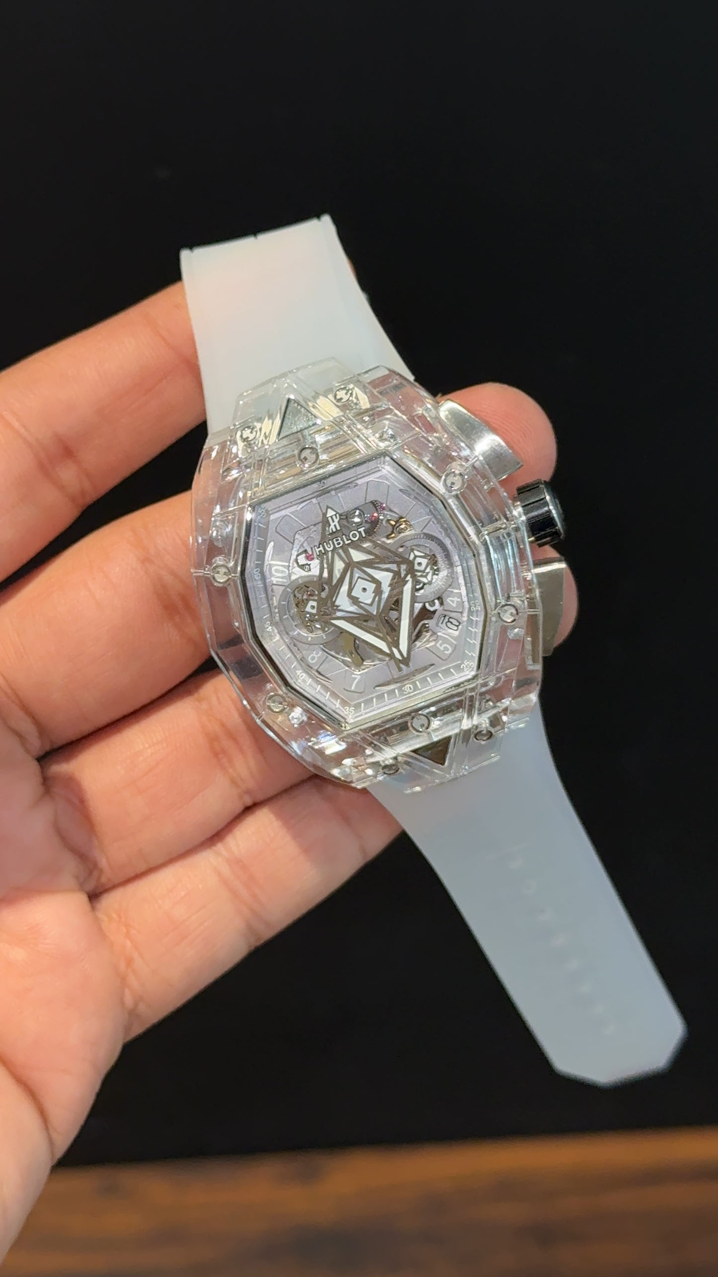 Premium Hublot | Maikou Bode Edition | Skeleton | silver Strap | Silver Dial