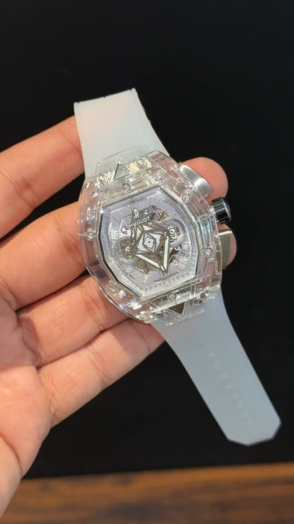 Premium Hublot | Maikou Bode Edition | Skeleton | silver Strap | Silver Dial