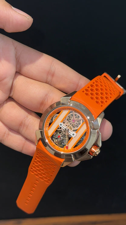 Jacob And Co | Rose Case | CR7 Edition | Orange Strap |Pendulum | Orange Machine Dial