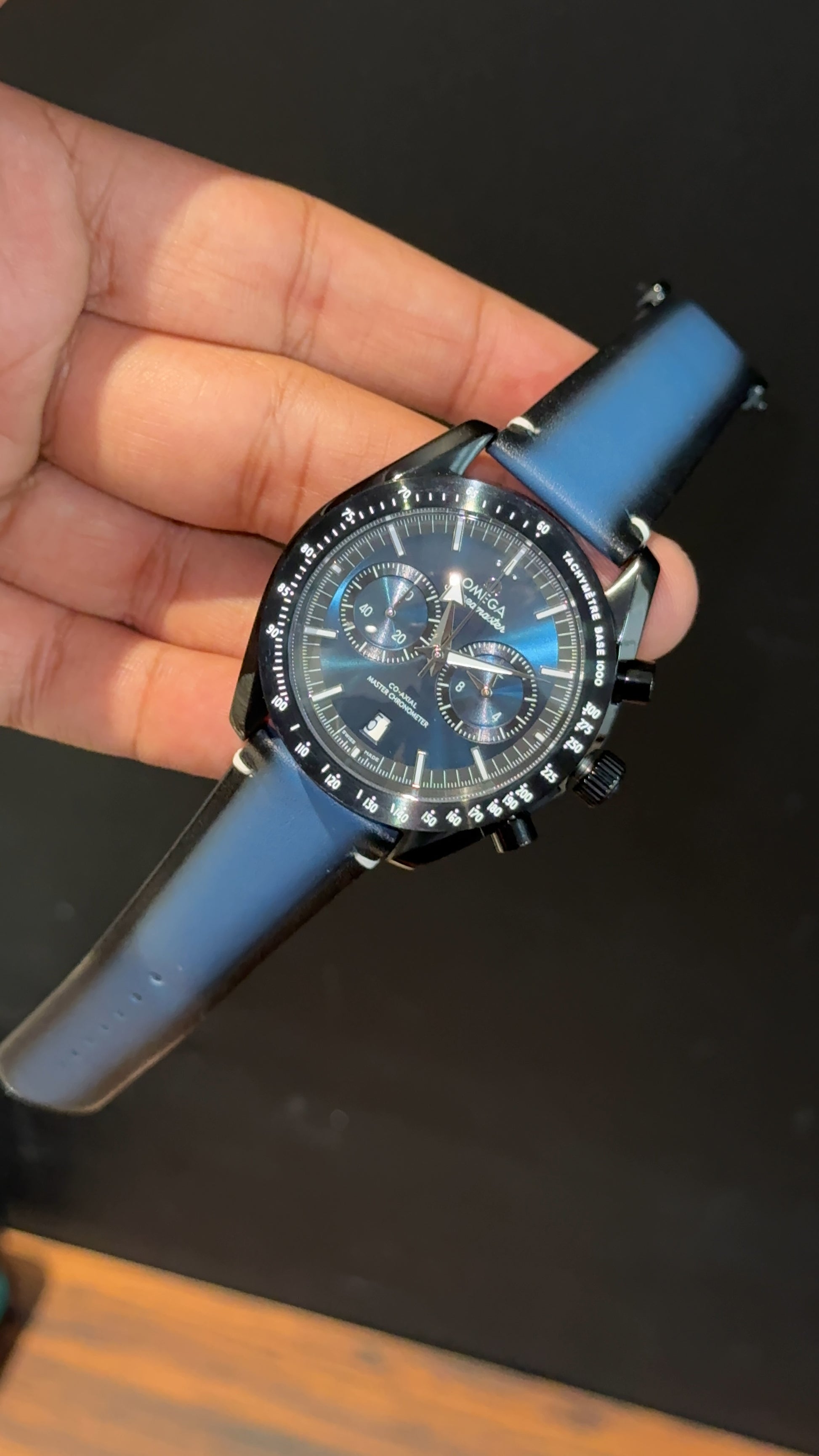 Omega Speedmaster | Black Bezel | Chrono | Blue Black Strap | Blueish Dial - twentyfour