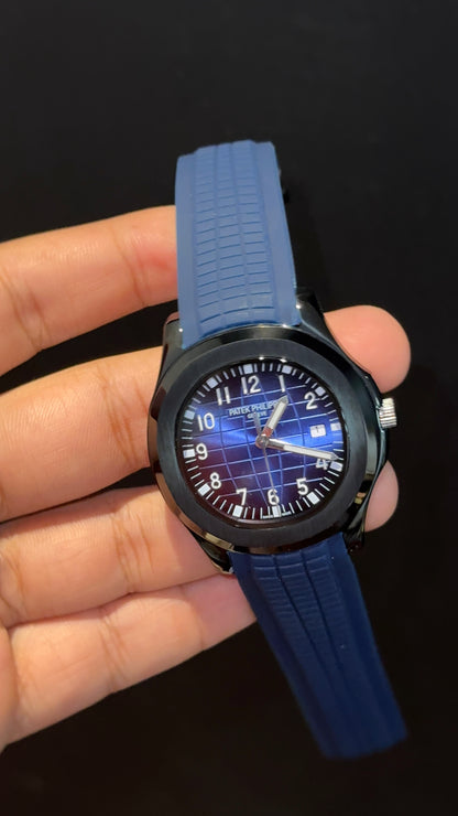 Pp Auto | Aquanaut | Black Strap | Black Case |  Blue Dial