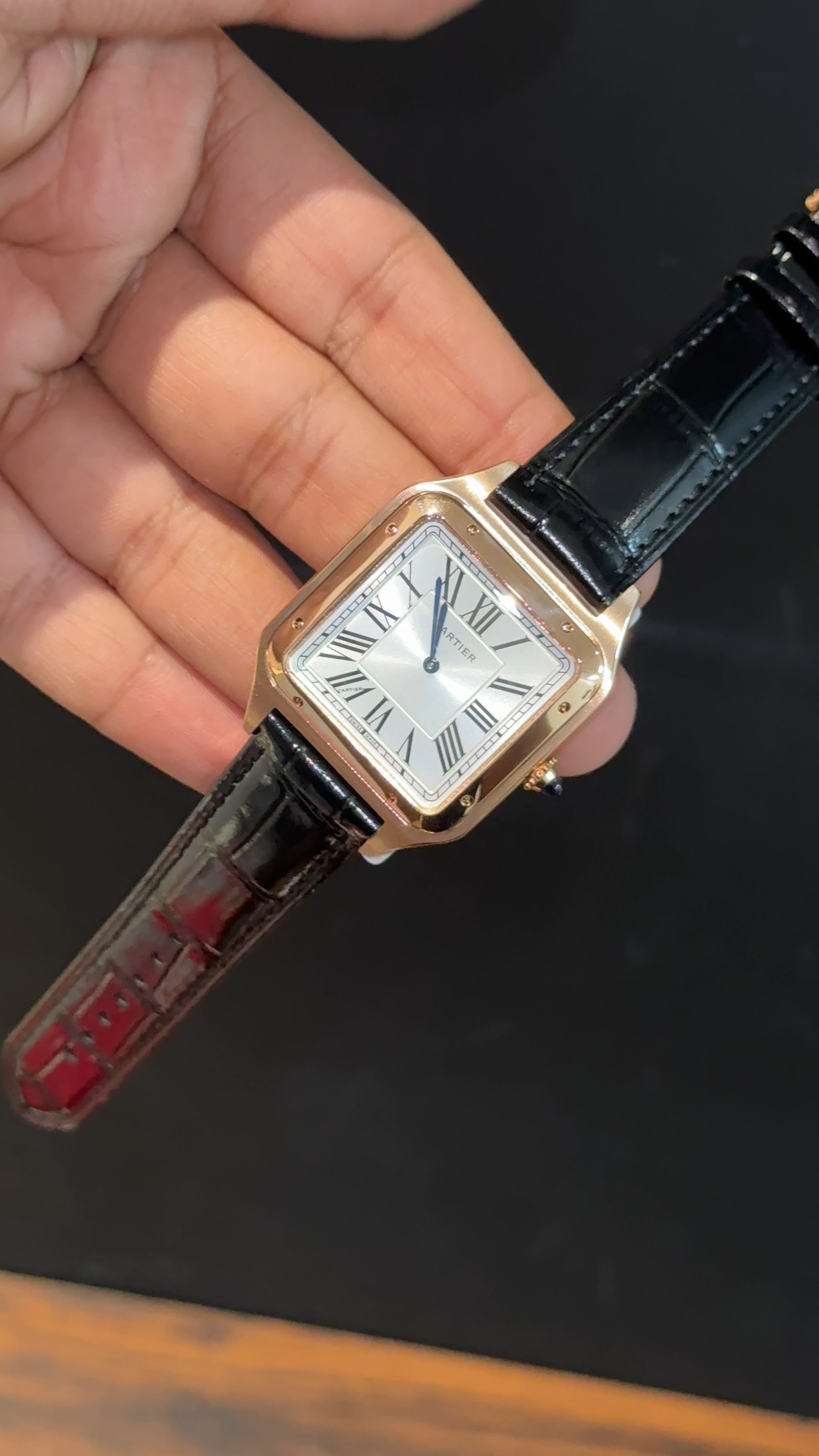 Cartier Dumont Lacquer | Rose Case | Black Leather Strap | White Dial - twentyfour