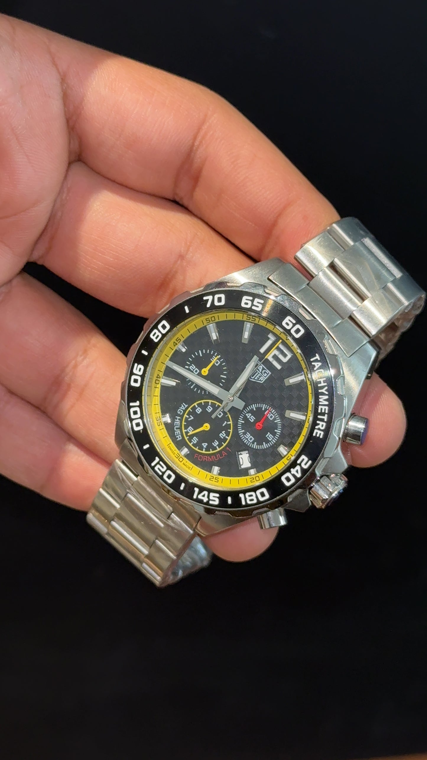 Tag Formula 1 | Silver Chain | Chrono | Yellow Black Dial