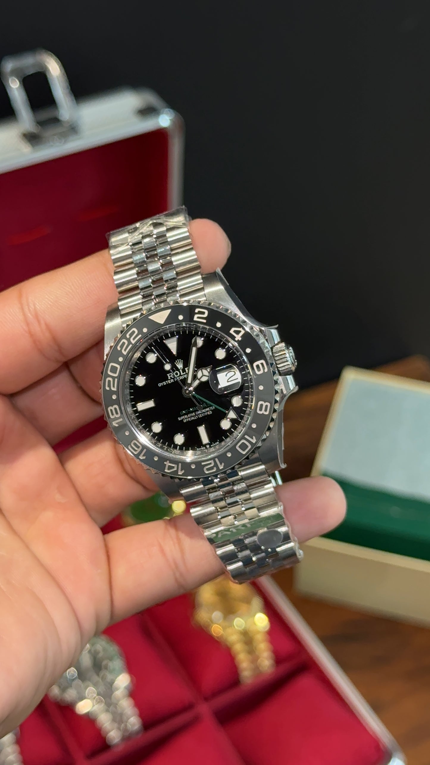 Premium GMT | Bruce Wayne | Silver Chain | Black Dial