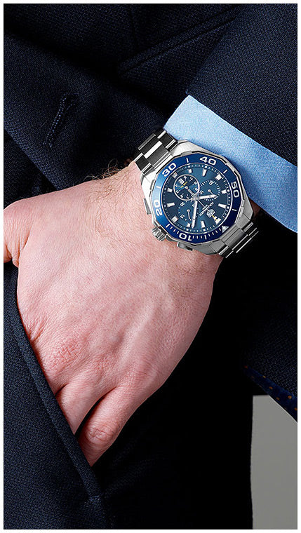 Tag Heuer Aquaracer Men’s Quartz Swiss Made Silver Stainless Steel Blue Dial 43mm | CAY111B.BA0927