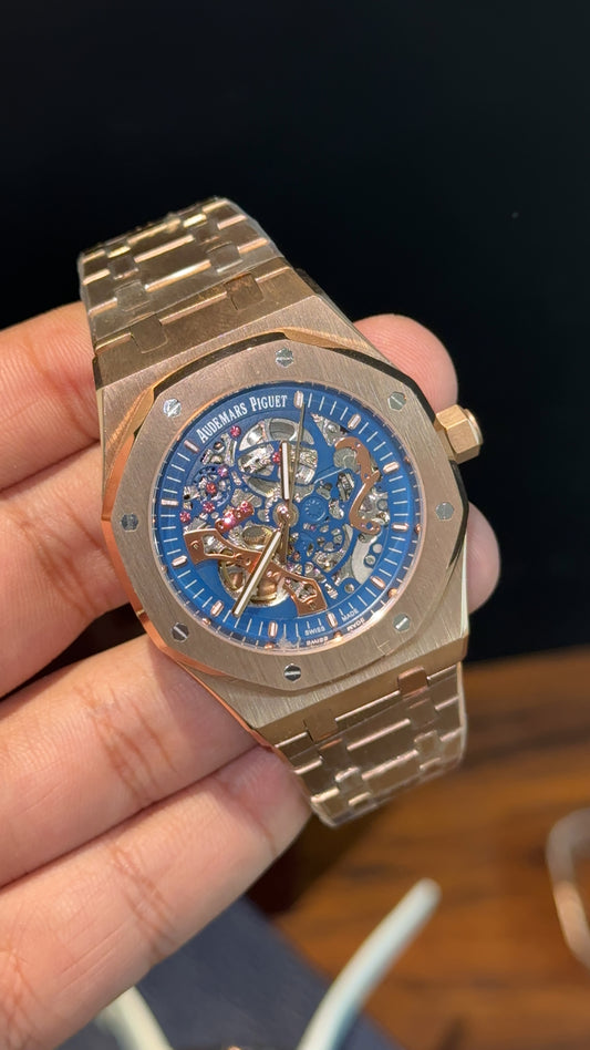 AP Skeleton | Auto | Rose Chain | Blue Dial