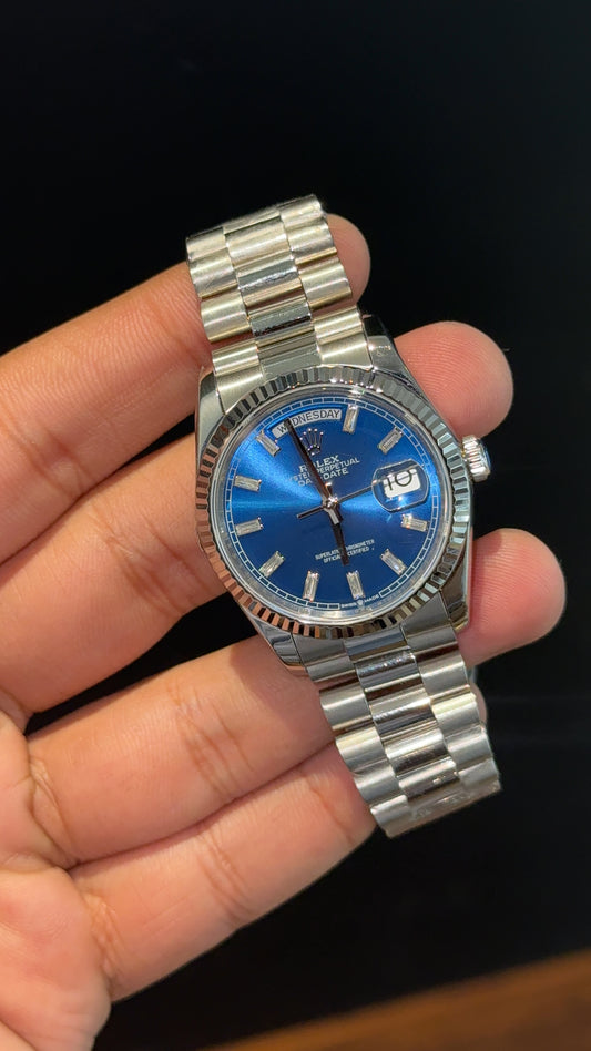 Premium DayDate | 36mm | Silver Chain | Blue Dial - twentyfour