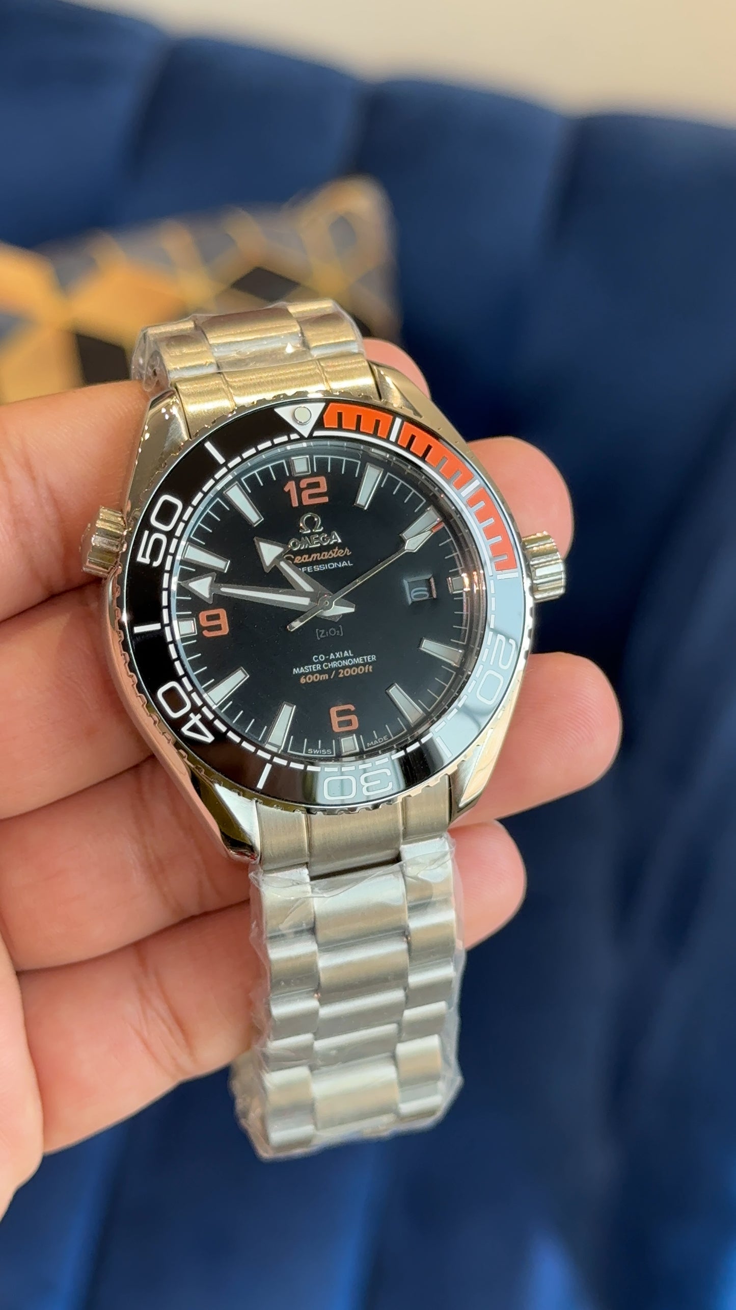 Omega Seamaster Auto | Silver | Orange Bezel | Black Dial