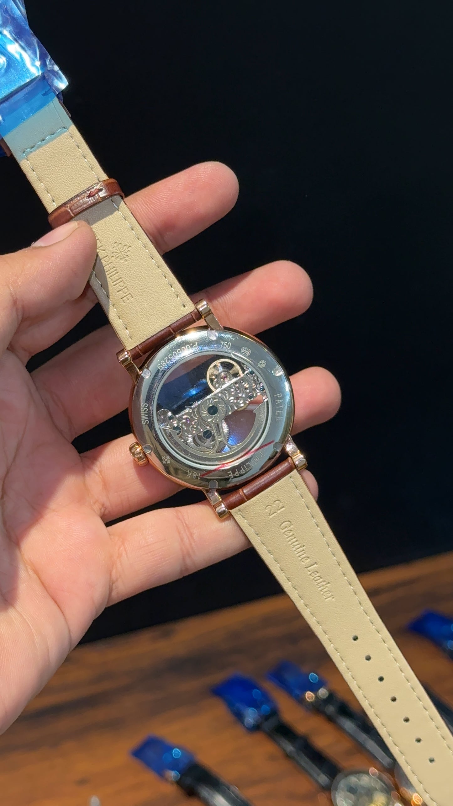 Patek Rose | Brown Leather Strap | Grey Machine | Transparent Dial