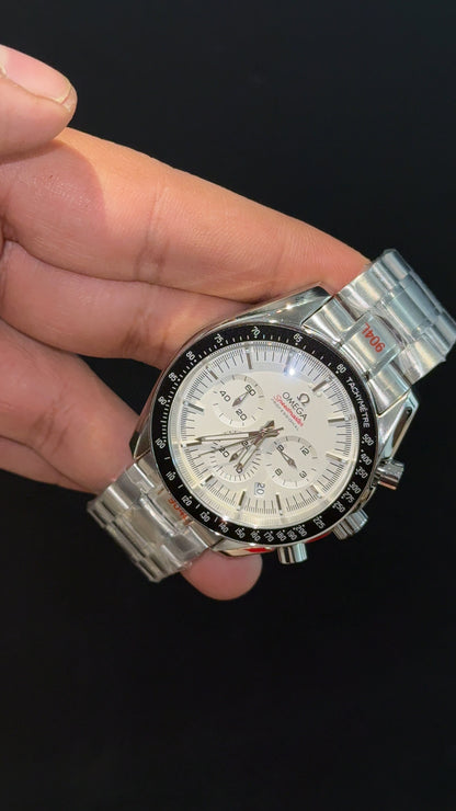 Omega Speedmaster | Silver Chain | Chrono | All White Dial