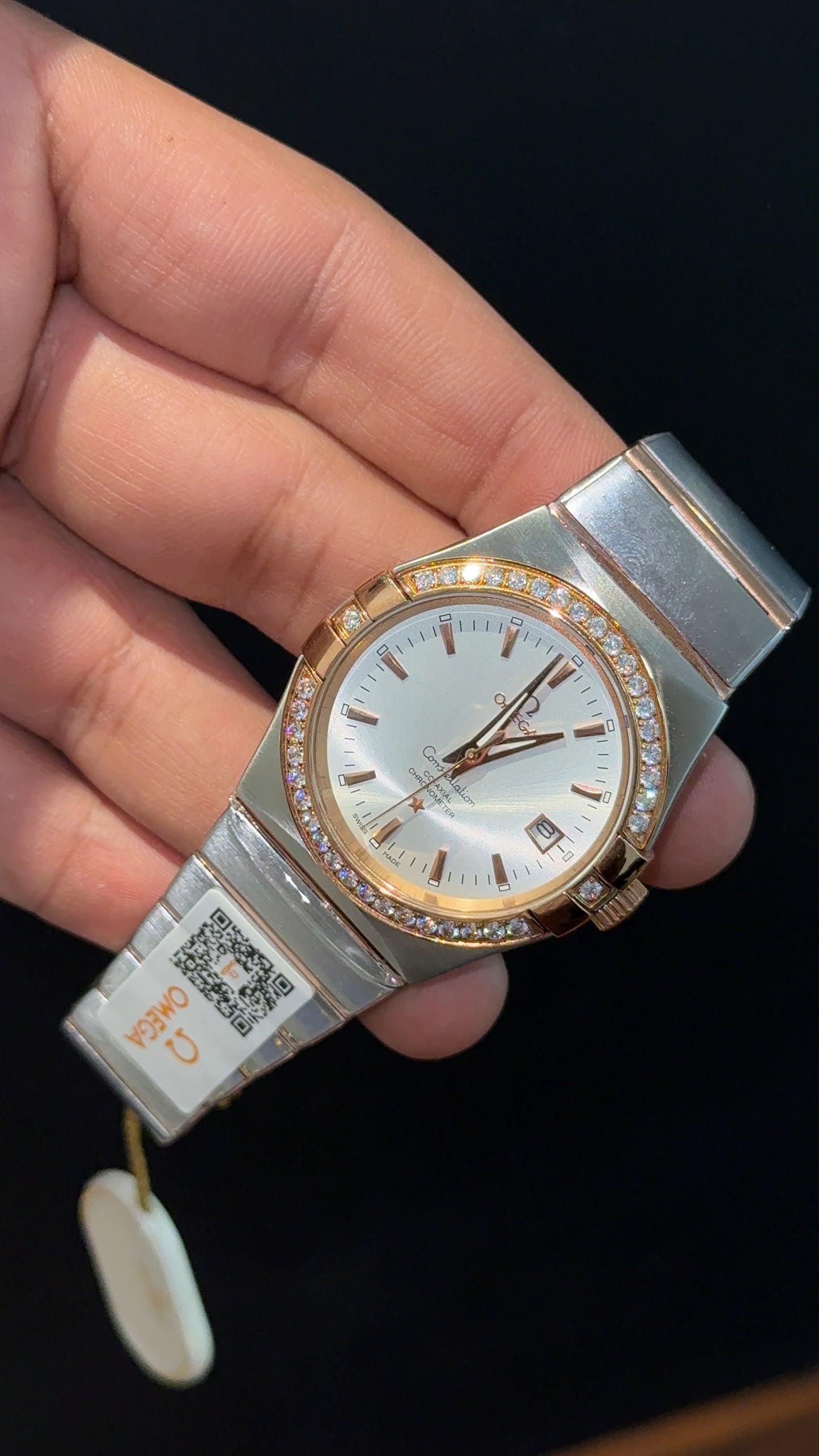 Omega Constellation | Rose Two Tone | Rose Diamond Bezel | White Dial