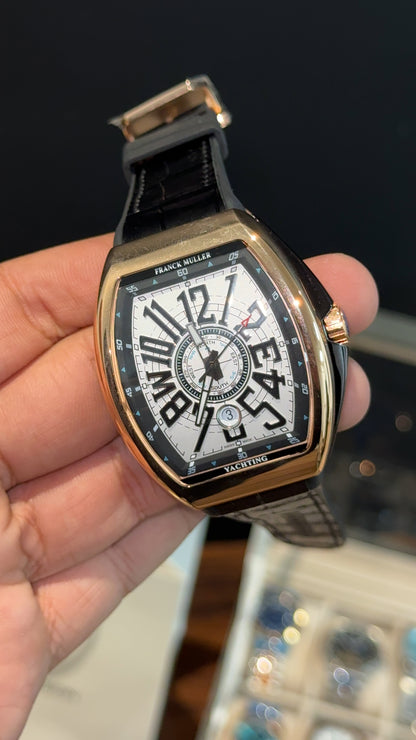 Premium Franck Muller | Vanguard Edition | Rose Case | Black Strap | White Dial