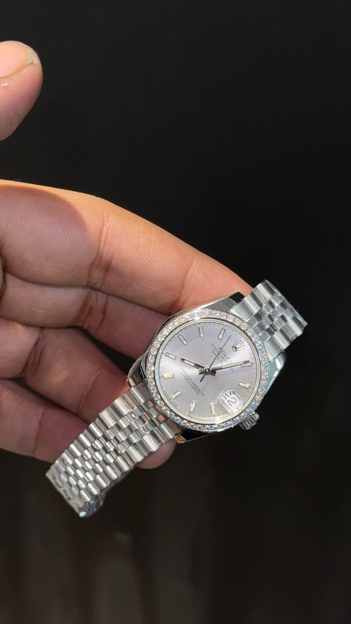 Premium DateJust | Eveline | Diamond Bezel | 30mm | Women | Silver Chain | Silver Dial