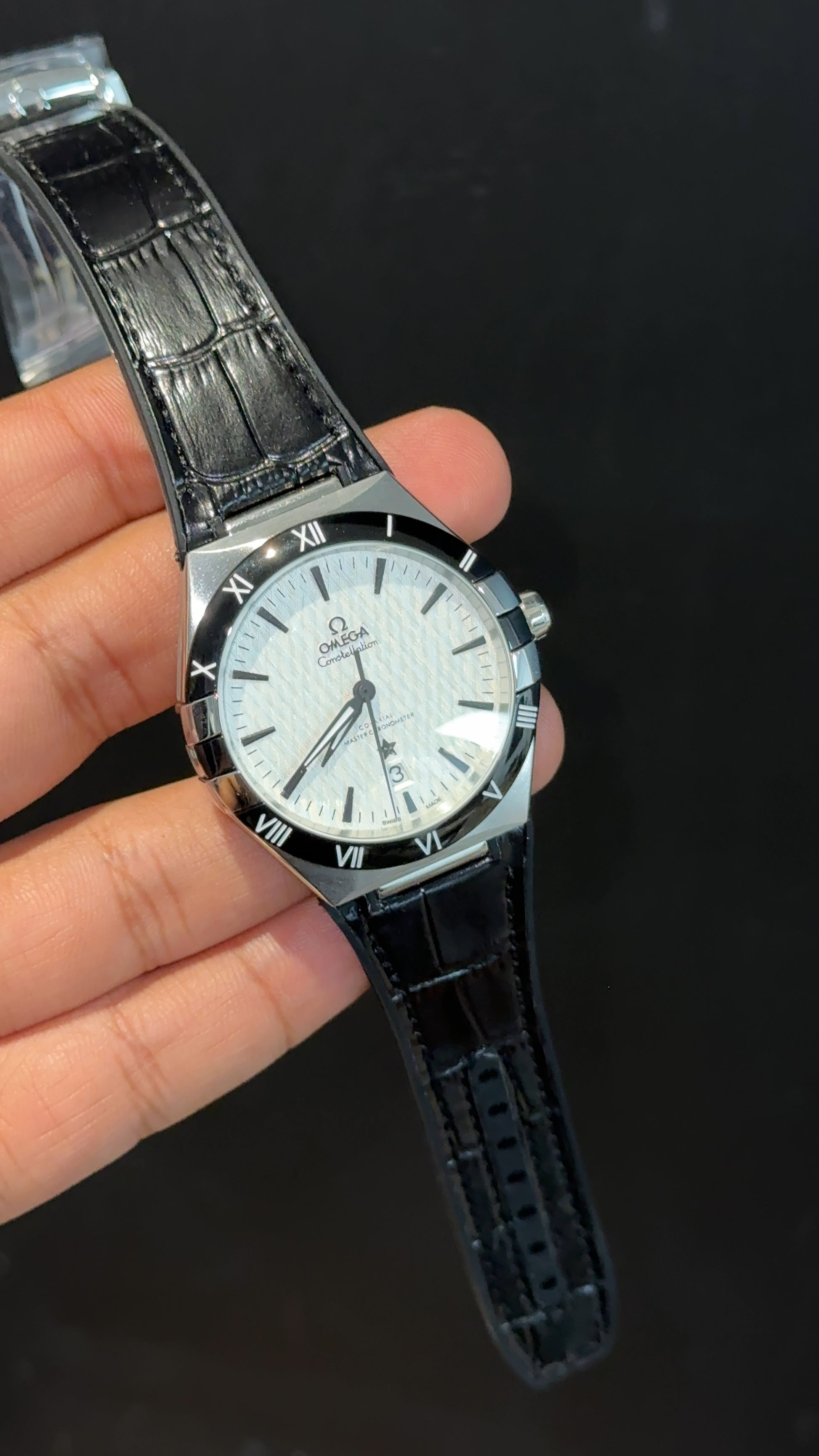 Omega Constellation | Silver Case | Black Strap | White Box Dial - twentyfour