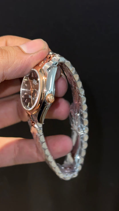 Premium DateJust | Eveline | Plain Bezel | 30mm | Women | Rose Two Tone | Grey Dial