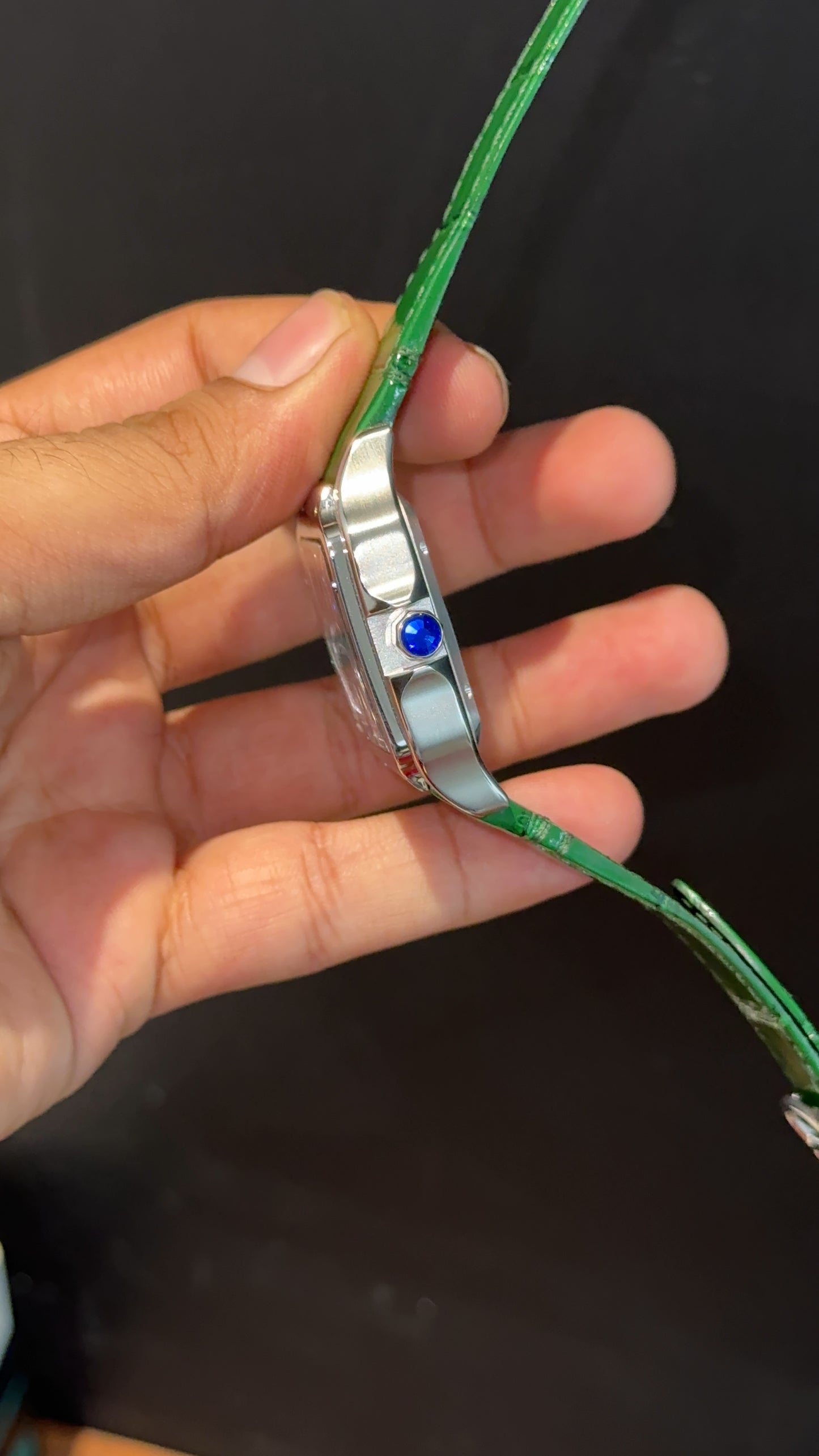 Cartier Santos | Silver Case | Green Strap | Lightish Green Dial - twentyfour
