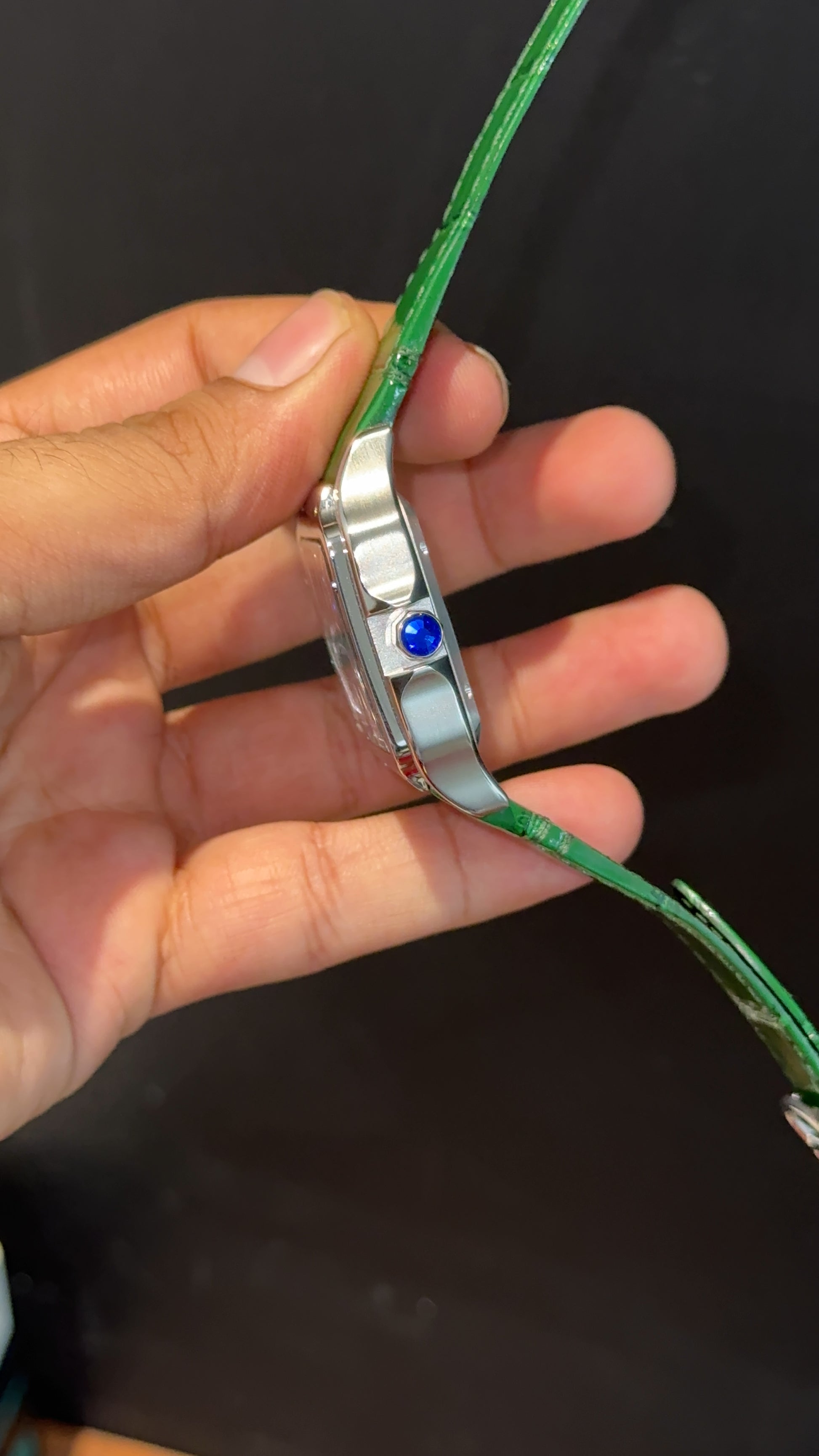 Cartier Santos | Silver Case | Green Strap | Lightish Green Dial - twentyfour