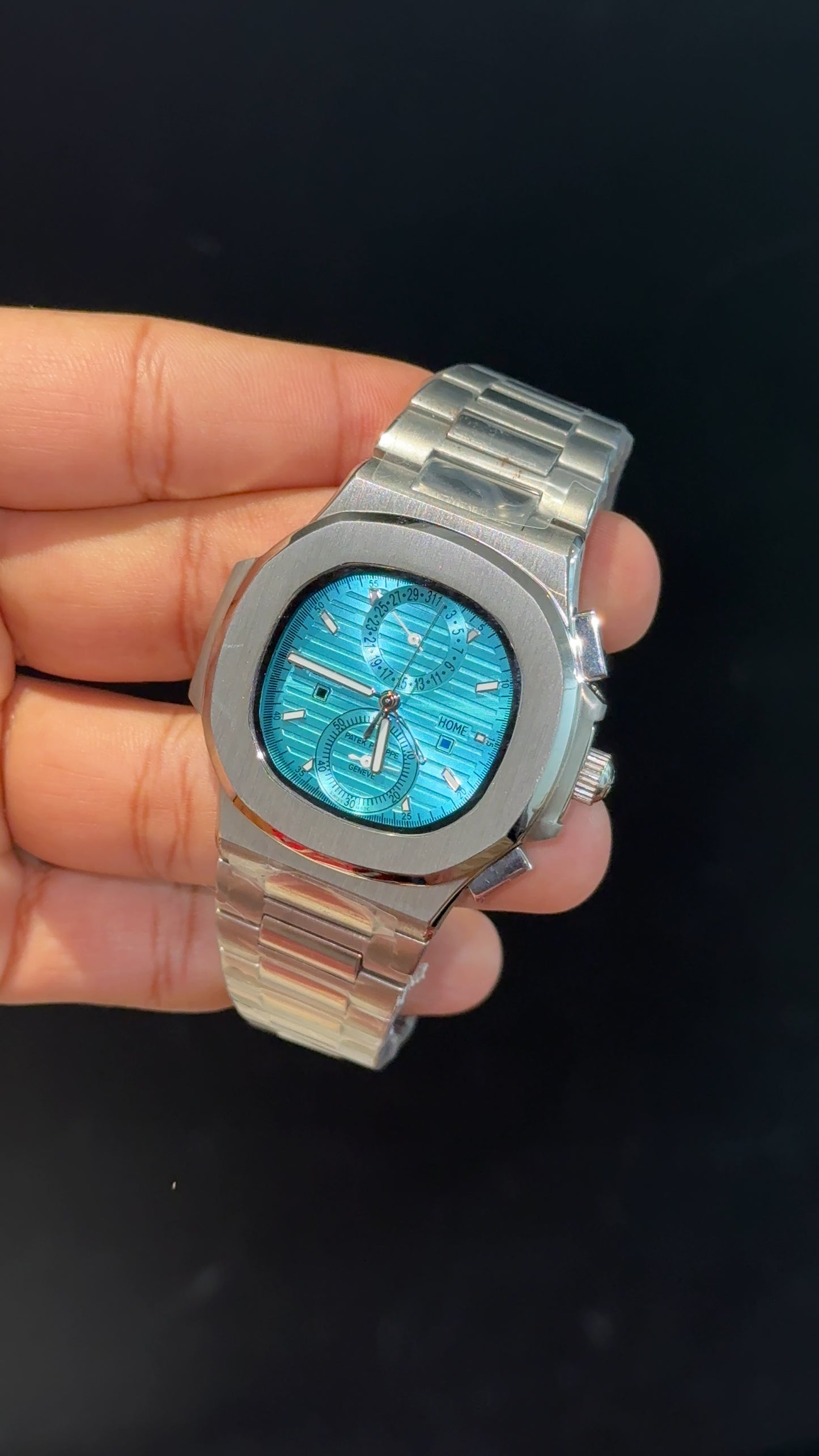 PP Auto | Silver Chain | Dual Time Edition | Sky Blue l Dial