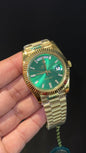 Daydate | Gold Chain | Pearl Digit | Greenish Dial