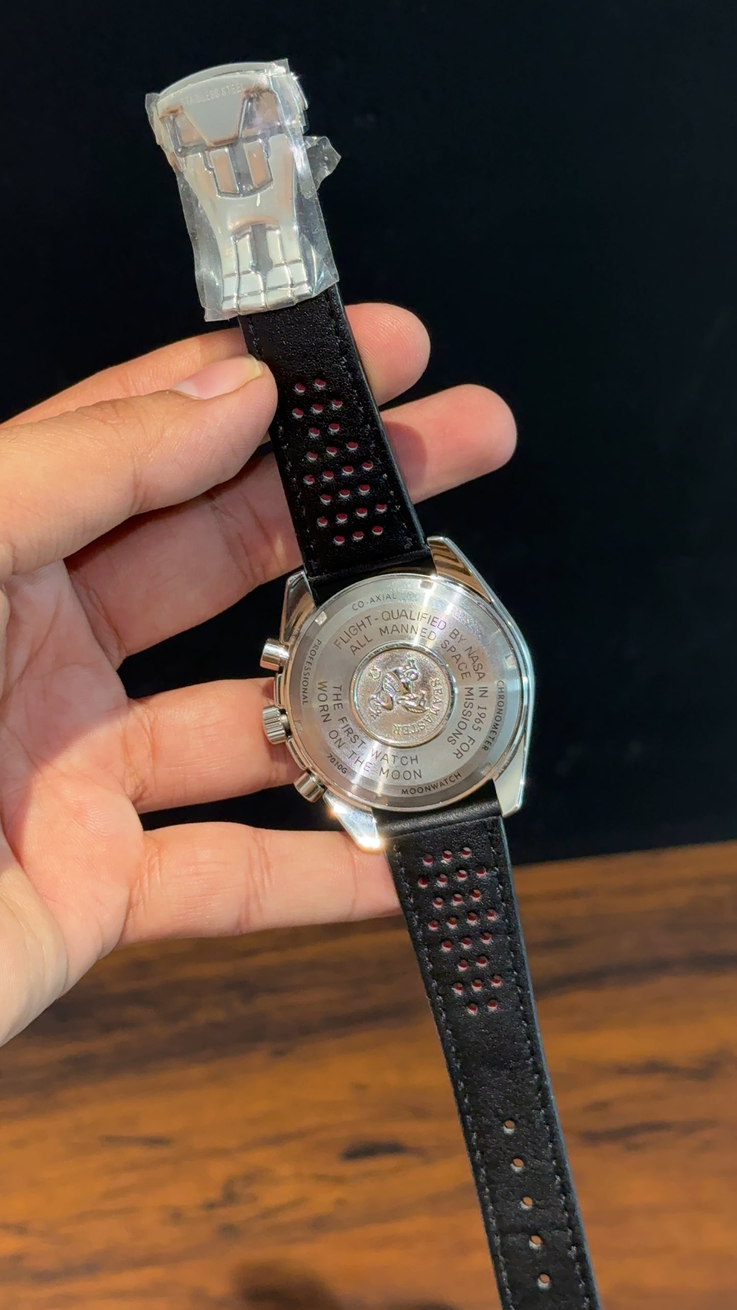 Omega Speedmaster | black Strap | Silver Case | Chrono | Orange Digits | Grey Dial