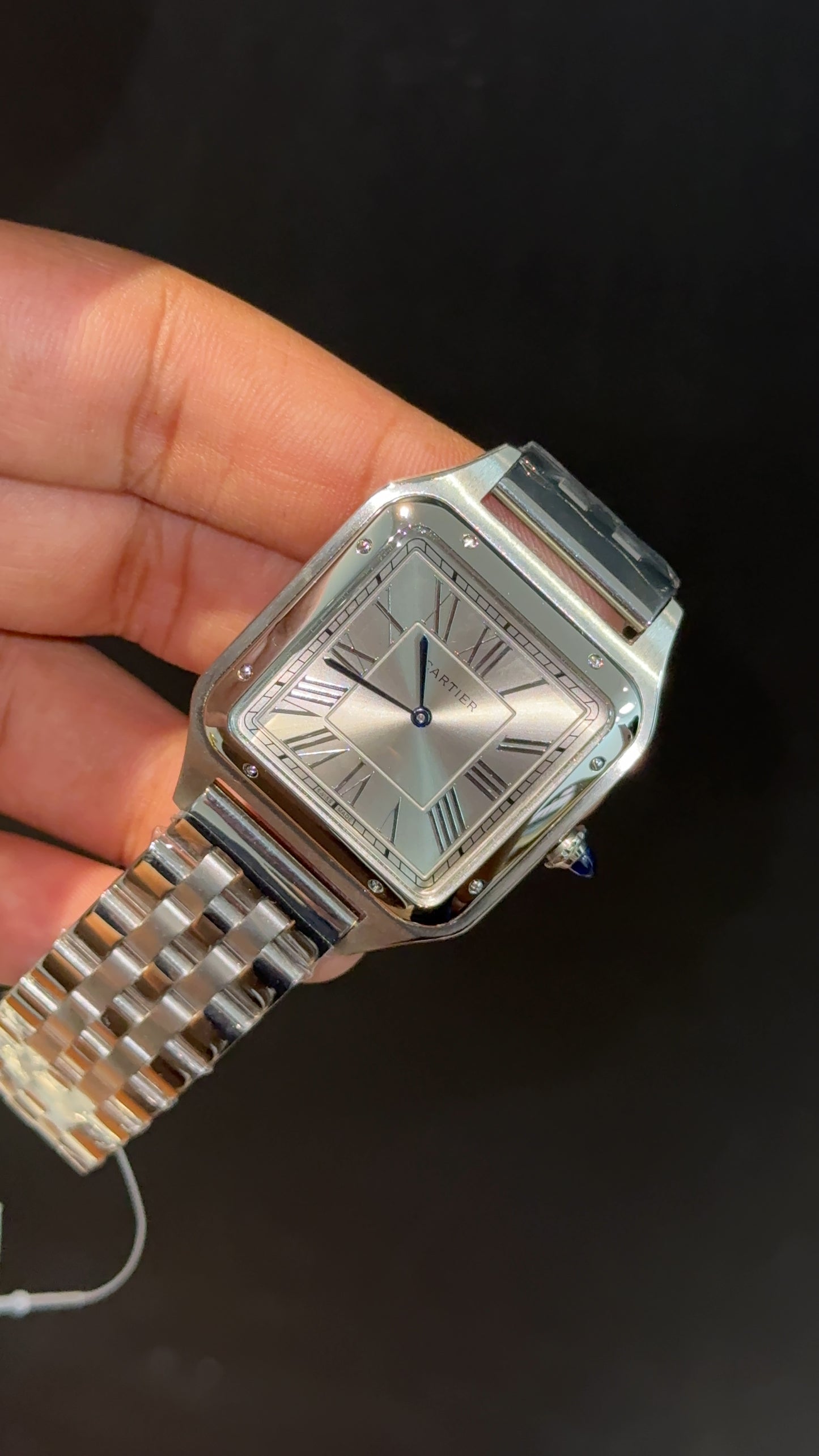 Santos De Cartier | Slim Edition | Silver Chain | Light Grey Dial