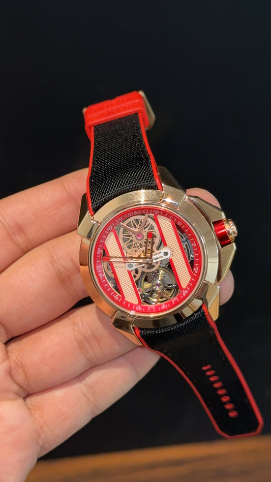 Jacob And Co | CR7 Edition | Rose Case | Red Black Strap | X Pendulum Machine | Red Dial - twentyfour