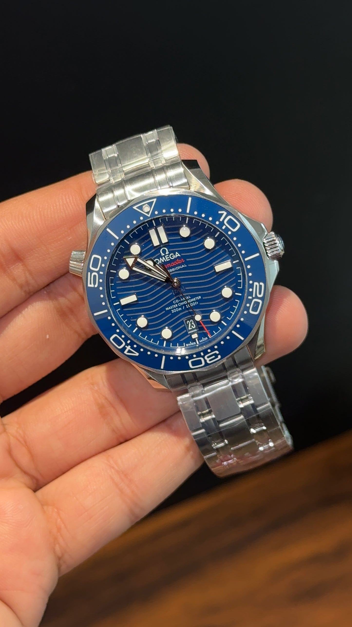 Executive Omega Seamaster | Silver Chain | Blue Bezel | Blue Dial