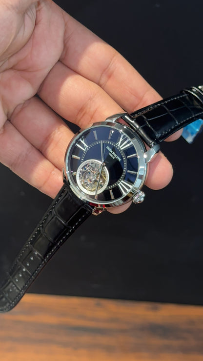 Pp Auto | Pendulum | Silver | Black Strap | Black Circle Dial