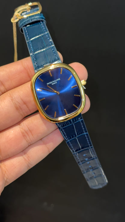 Pp Ellipse | Gold Case | Blue Leather Strap | Blue Ebony Dial