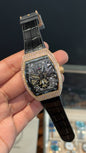 Premium Franck Muller | Curvex Skeleton | Rose Pearl Case | Black Leather Strap | Black Dial