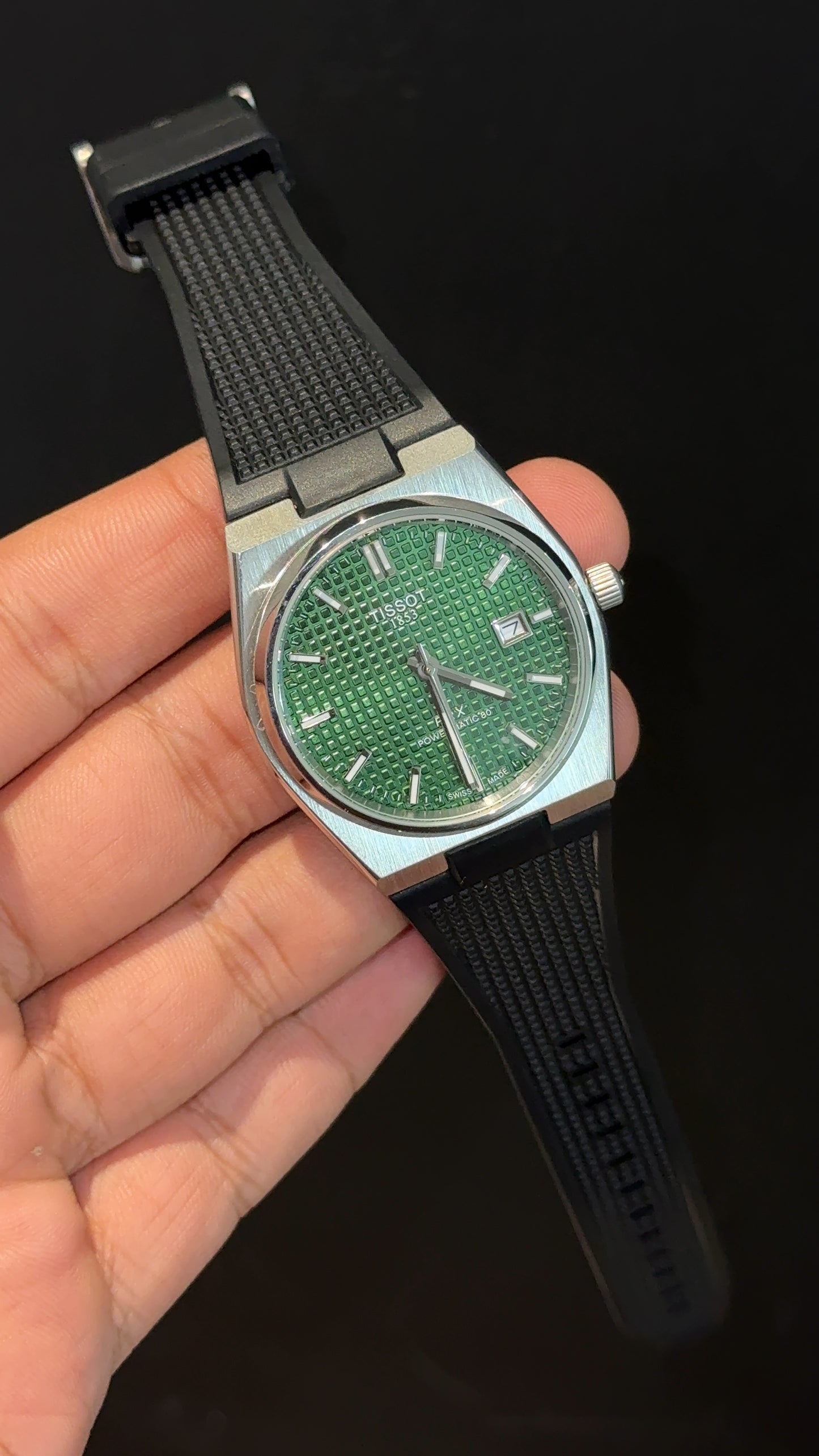 Tissot Prx | Quartz | Black Silicone Strap | Green Texture Dial