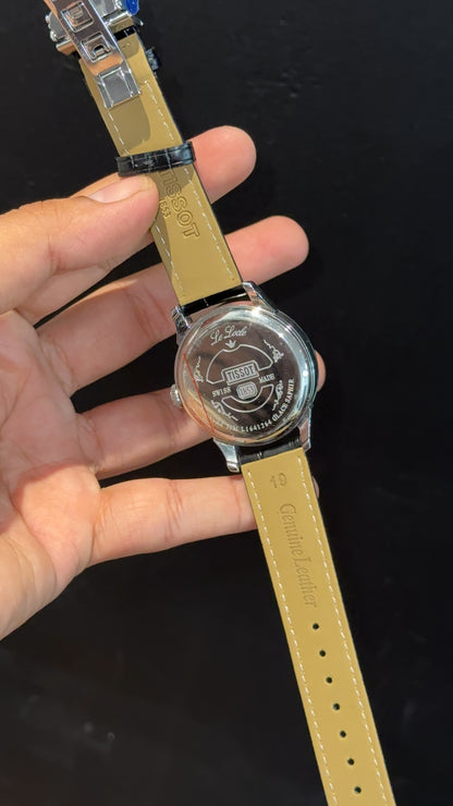 Tissot Silver | Black Leather Strap | Silver Digit | Black Textured Dial - twentyfour