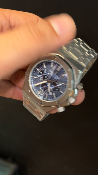 AP | Silver Chain | Blue Chrono Dial