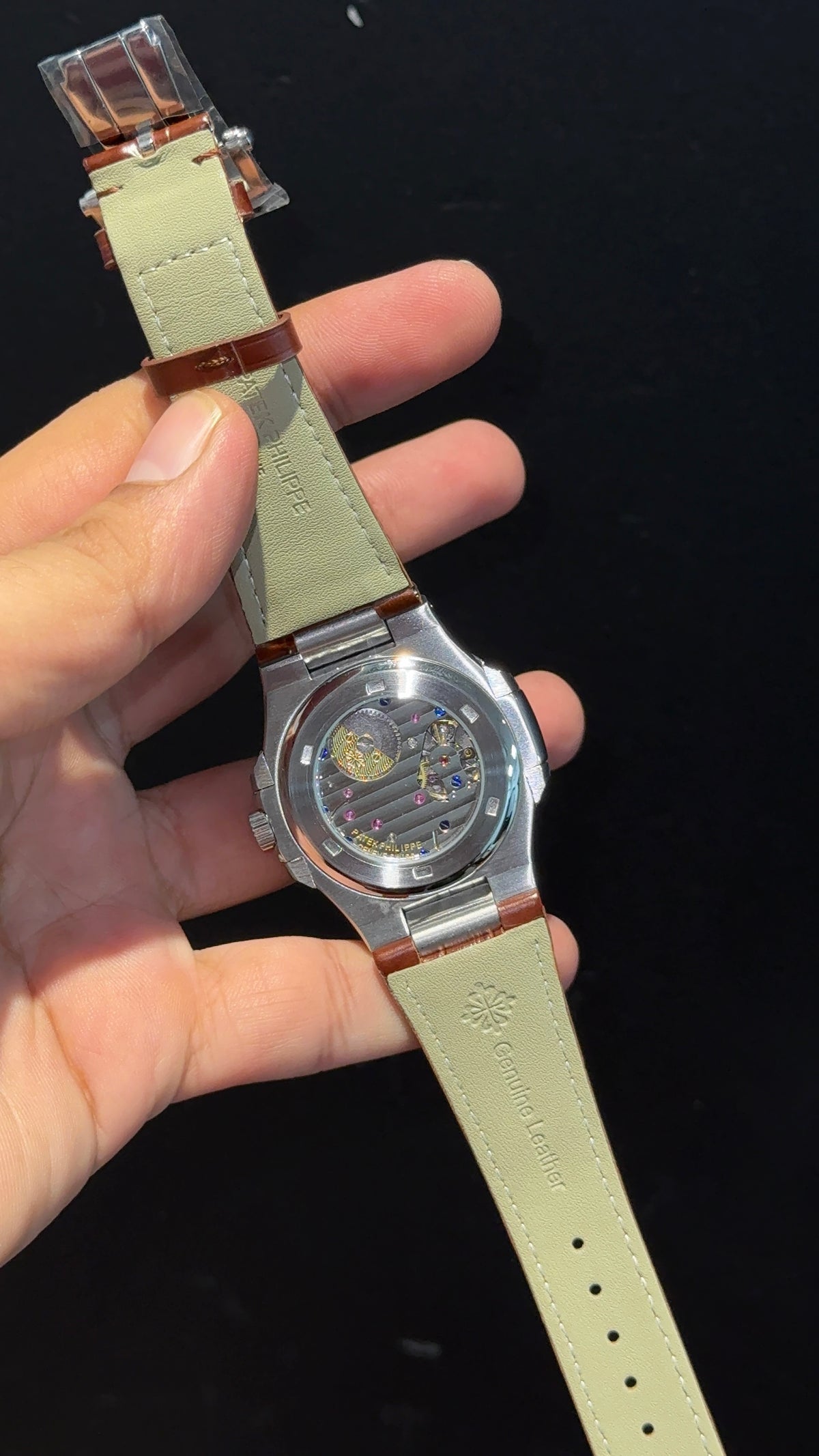 Pp Auto | Silver Case | Brown Strap | Moonphase | Sub Brown Dial