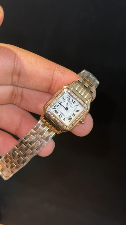 Cartier Panthere | 22mm | Woman  | Diamond Case | Rose Chain | White Dial