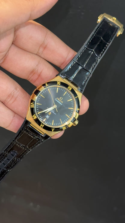 Omega Constellation | Gold Black Case | Black Strap | Black Plain Dial - twentyfour