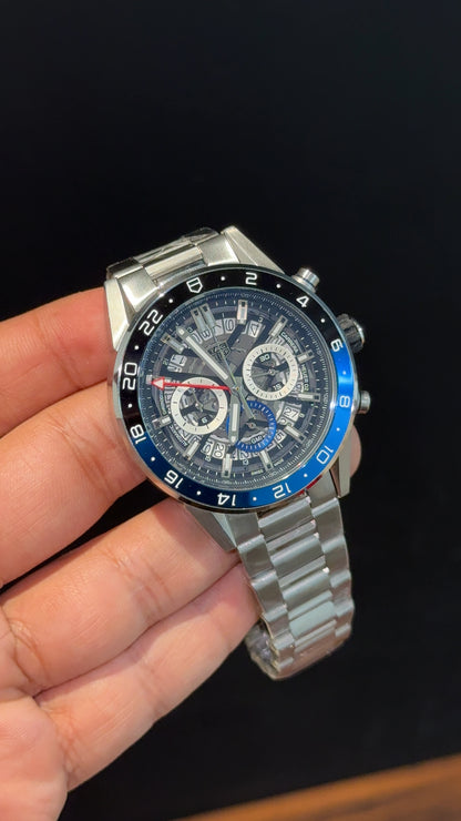 Tag Batman | Carrera 2 | Silver Chain | Chrono | Black Dial