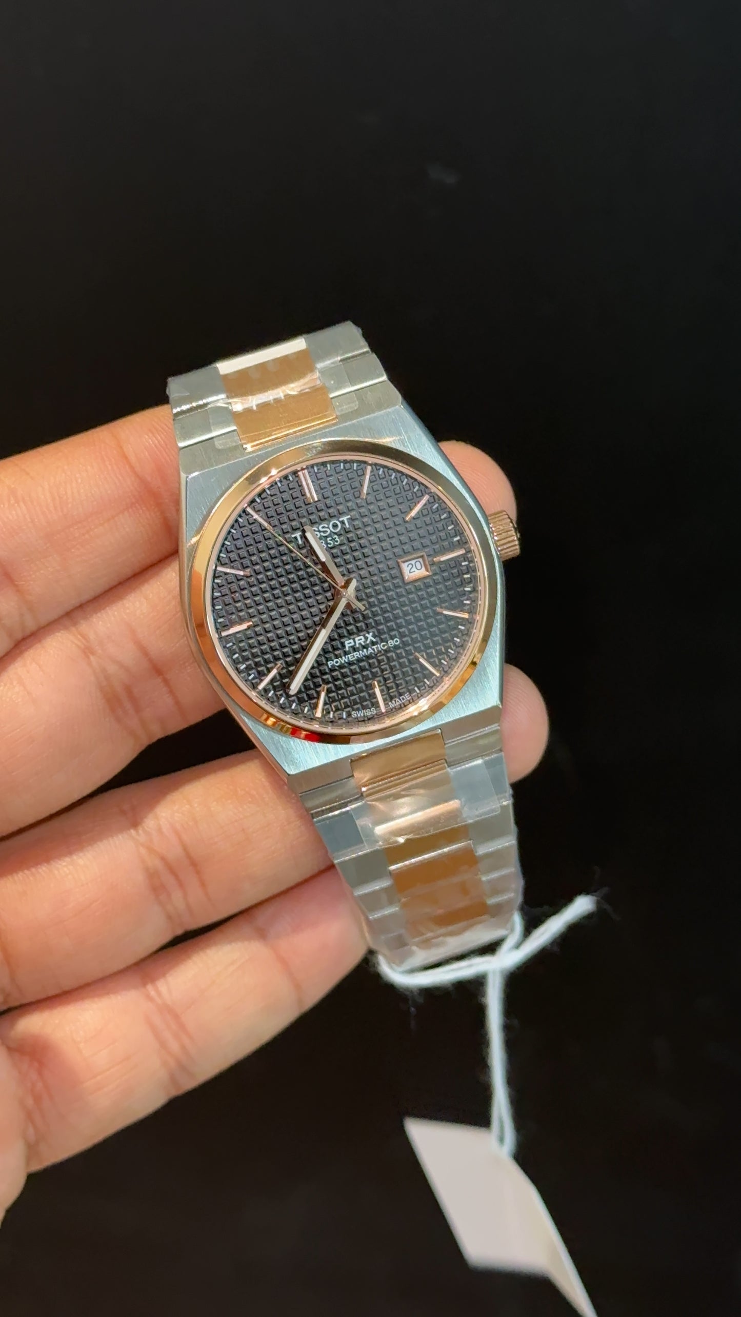 Tissot Prx | Quartz | Rose Two Tone | Black Texture Dial - twentyfour