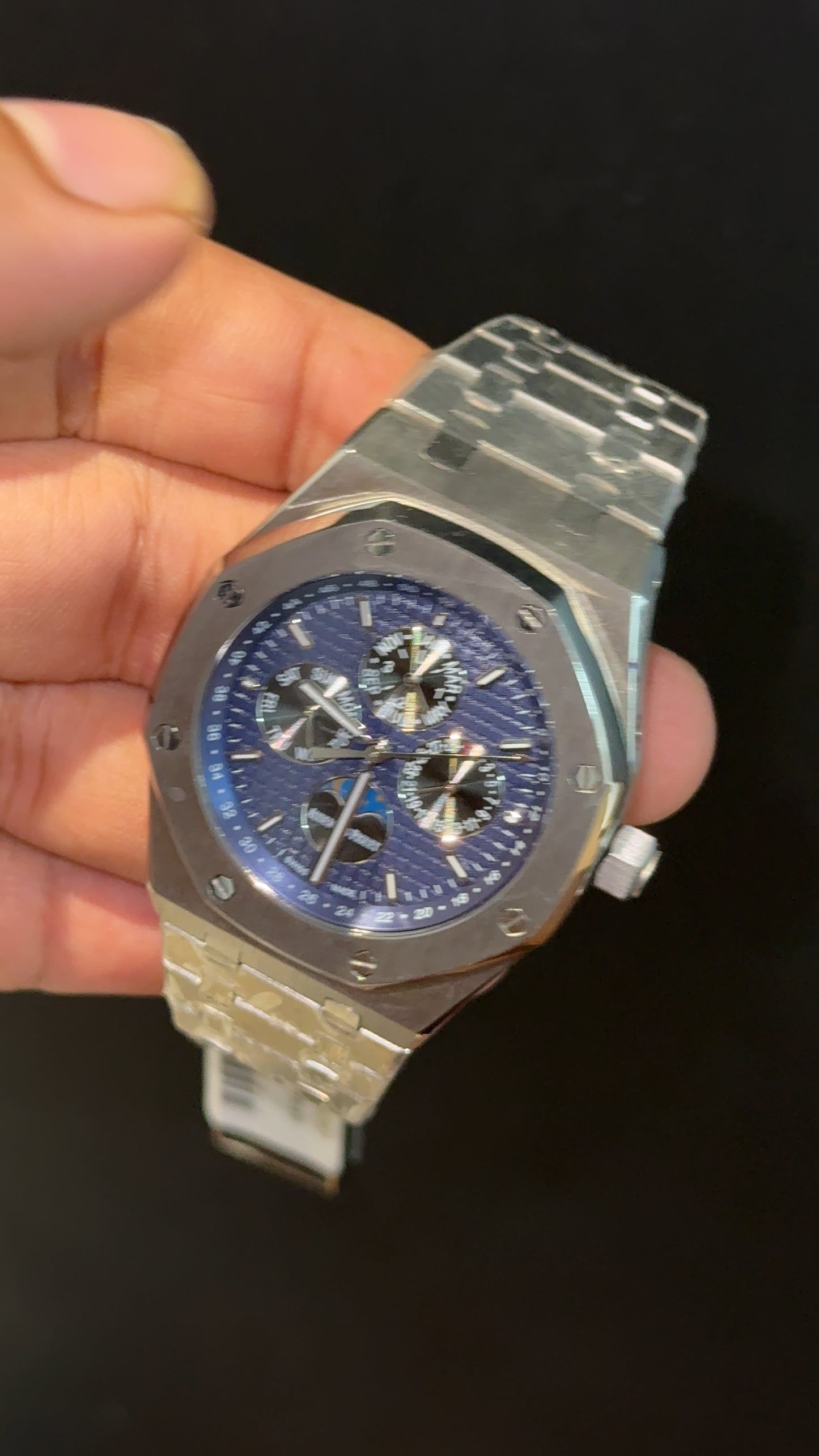 AP Auto | Silver Chain | Silver Chrono | Calendar Edition | Blue Box Dial