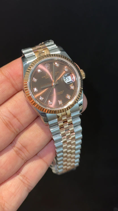 Premium Datejust | 36mm | Rose Two Tone | Choco Diamond Dial