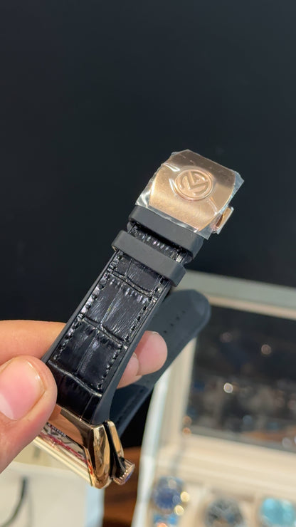 Premium Franck Muller | Vanguard Edition | Rose Case | Black Strap | Black Dial