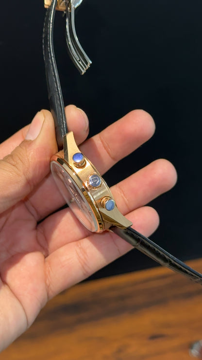 Tag Carrera | Black Strap | Rose Bezel | Black Chrono | White  Dial