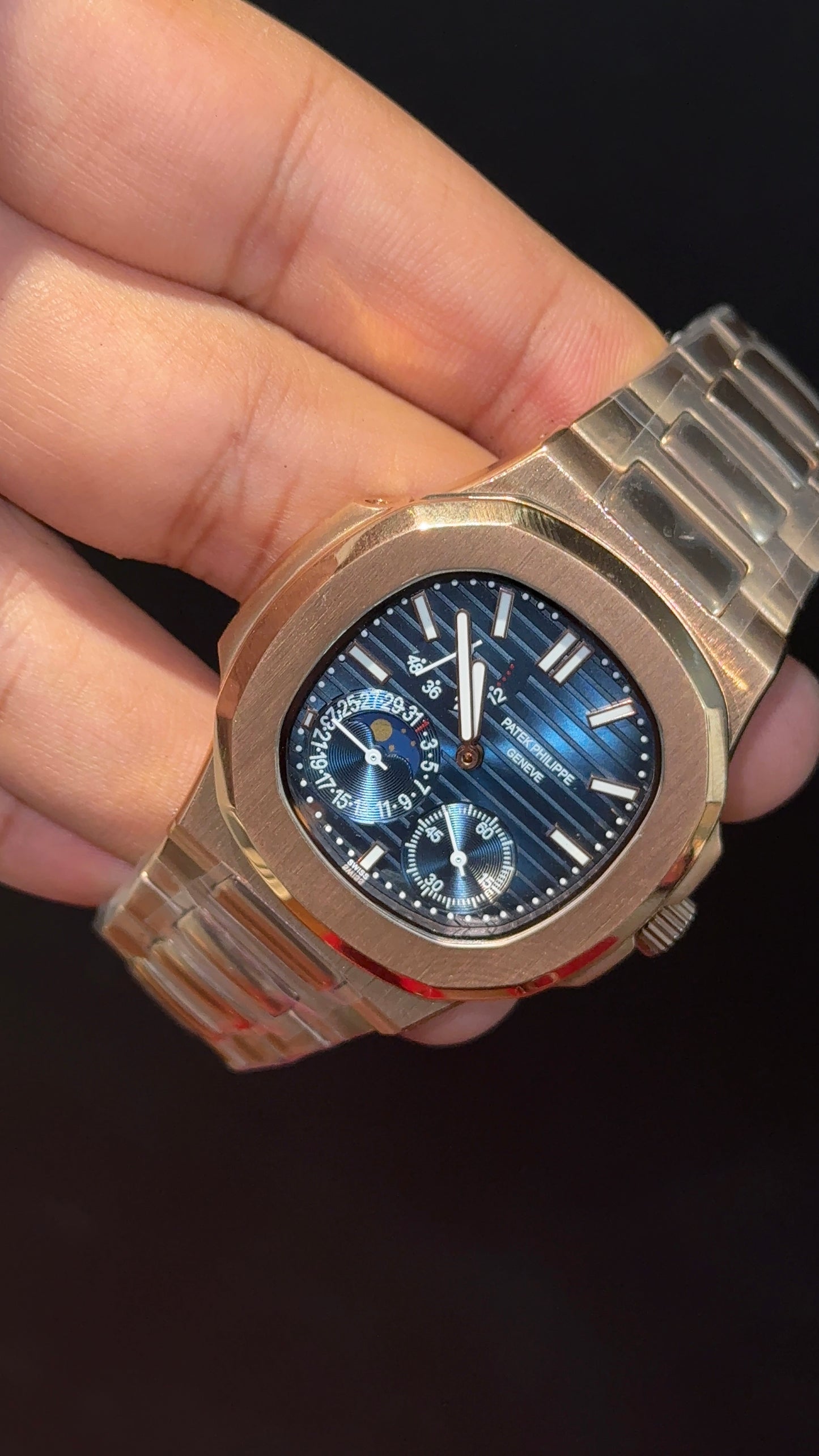 Pp Auto | Moonphase | Rose Chain | Sub Blue Dials