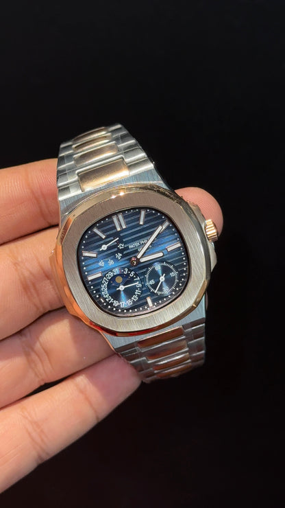 Pp Auto | Moonphase | Rose Two Tone | Sub Blue Dials