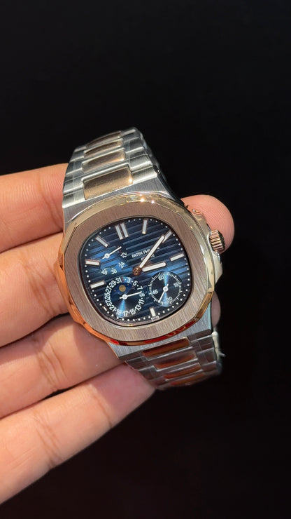 Pp Auto | Moonphase | Rose Two Tone | Sub Blue Dials